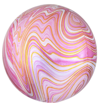 XL Folienballon Orbz - ​Kugel, pink marblez - ø 40cm